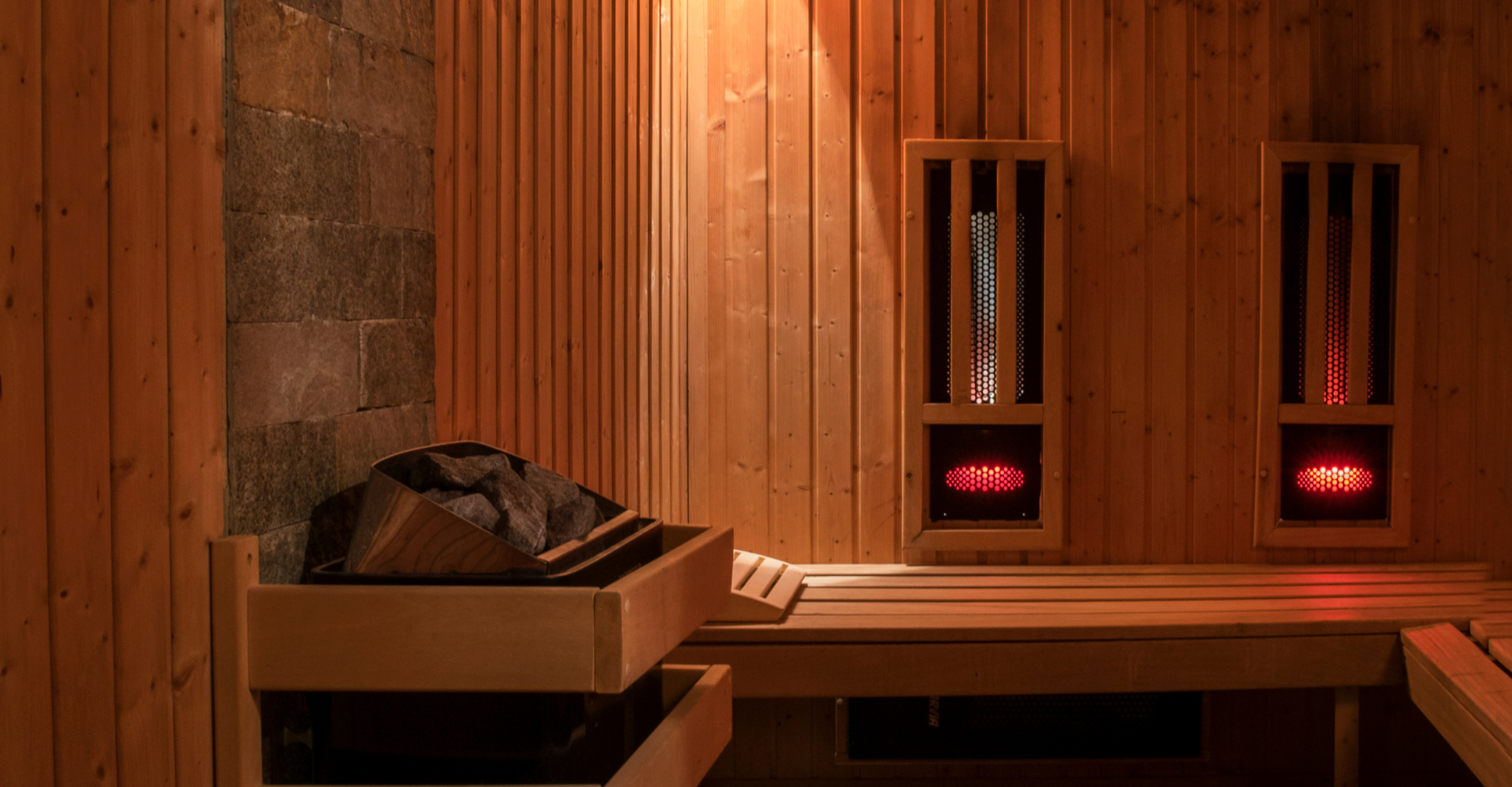 Inside a infrared sauna