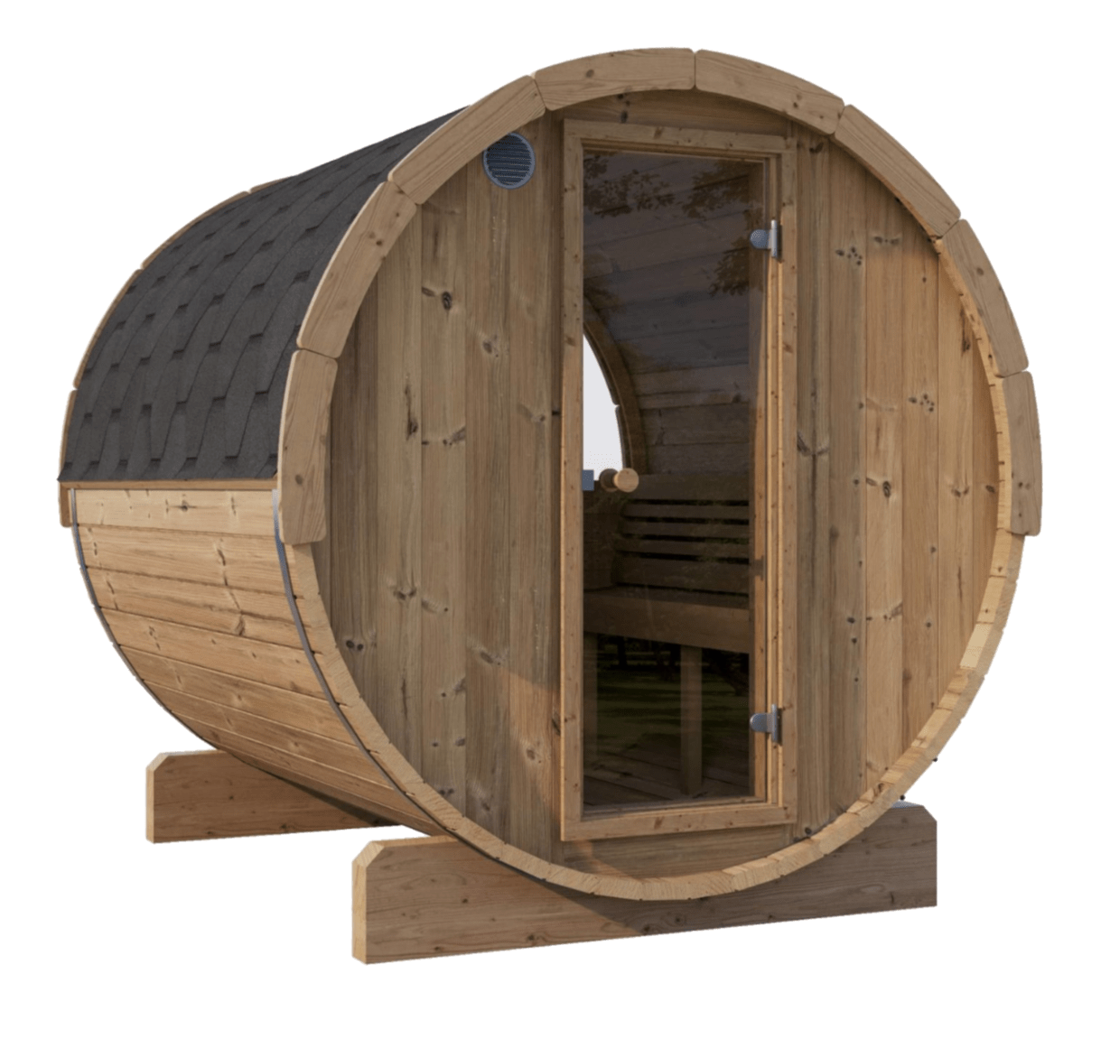 SaunaLife SL-MODELE7W 810127970908 Traditional Sauna SaunaLife Model E7W 4 Person with Back Window Barrel Sauna
